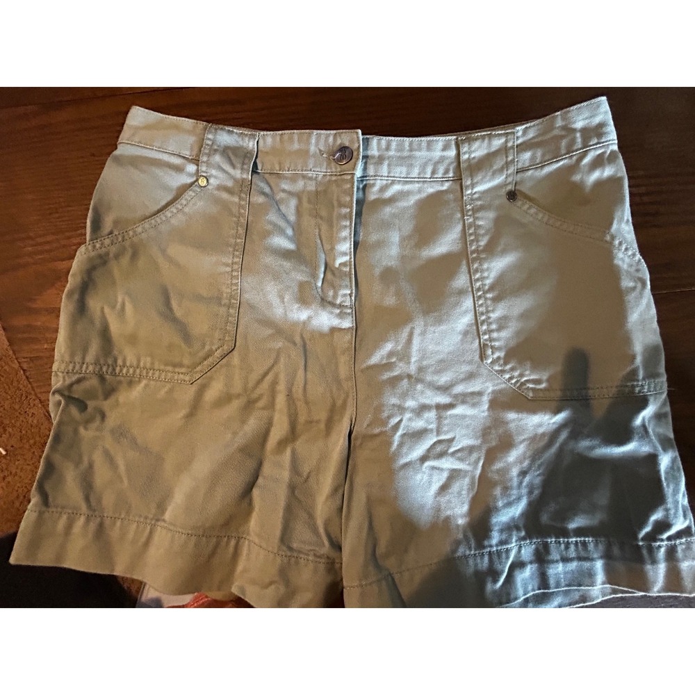 Vintage Bill Blass Cargo Shorts Womens 12 Tan Beige Zip button Retro NEW